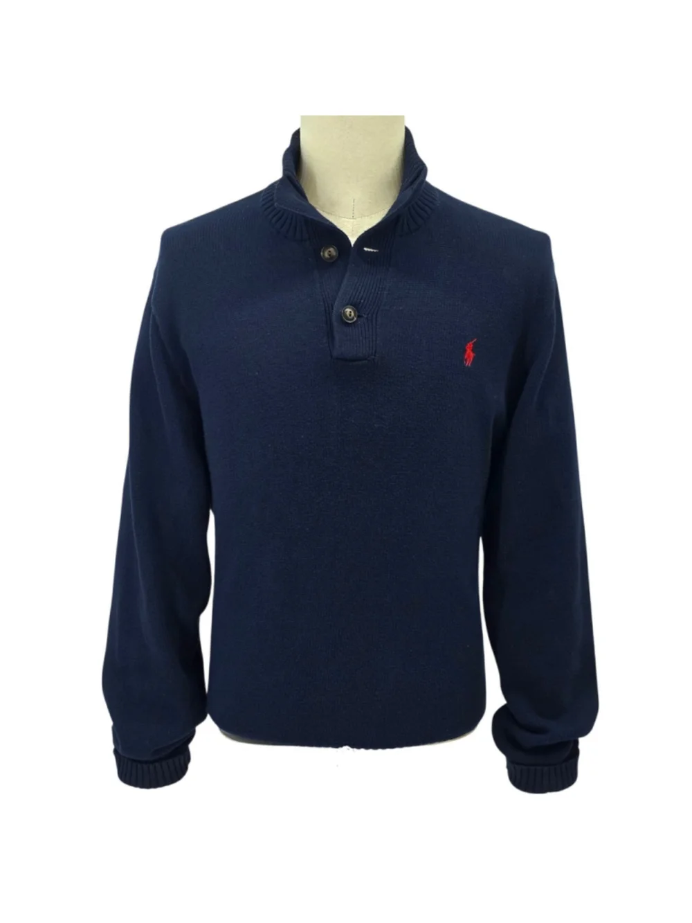 Polo Ralph Lauren Mens XL Navy Cotton Shawl Collar Pullover Sweater Red Pony